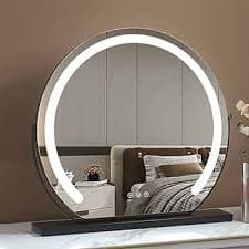 Amazon.com - Vanity Mirror With Lights, Round Makeup Mirror With Lights With 3-Color Lighting, 360° Rotation, Dimmable For Tabletop, Bedroom，Vanity Cosmetic Mirror With Touch Screen, White ( Color : Black , Size :