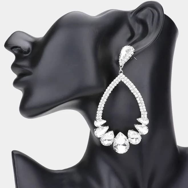L&M Bling Teardrop Crystal Chandelier Earrings