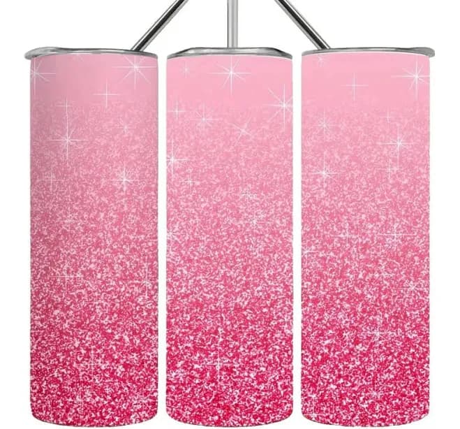 Personalize Pink Glitter Ombre Stainless Steel Tumbler
