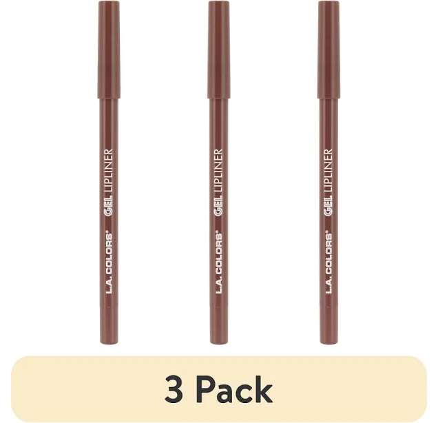 L.A. COLORS Gel Lipliner Pencil, Long-lasting Smooth Creamy Matte Glide-on, 3 Pack, Cafe, 0.05 fl oz