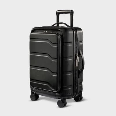 Open Story Hardside Carry-On Spinner Suitcase with Front Pocket