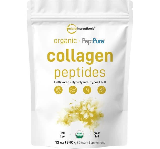 Micro Ingredients Collagen Peptides Powder Organic 12oz Type I & III + Natural Protein