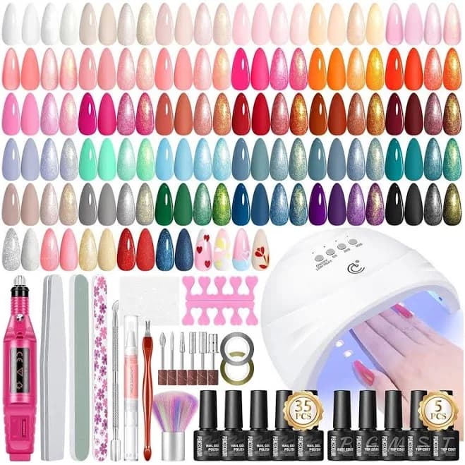53PC Gel Nail Polish Kit with UV Light & Drill, 35 Colors, Manicure Set