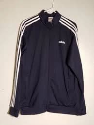 Adidas 90's Style Navy Blue Track Jacket With White Stripes Sleeves Mens Large