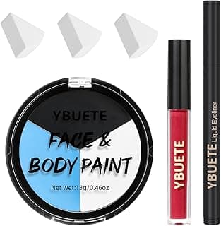 Halloween Black White Light Blue Face Painting Kit For Sally Corpse Bride Blue Tiger Makeup, Baseball Softball Sport Games, Cosplay, Costume, Theme Parties and SFX Special Effect