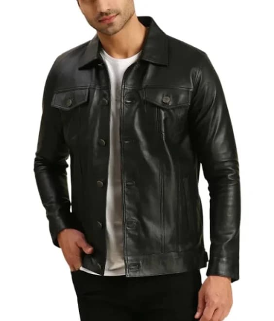 Men's Leather Trucker Jacket