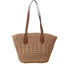Amazon.com: KOOLASA Straw Woven Tote Bag for Women Summer Beach Handbag Market Shopping Holiday Travel Shoulder Bag Small : Clothing, Shoes & Jewelry