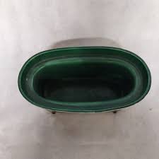 Miramar of California Pottery Planter Green in Gold Metal Stand 103 1952 Oval | eBay