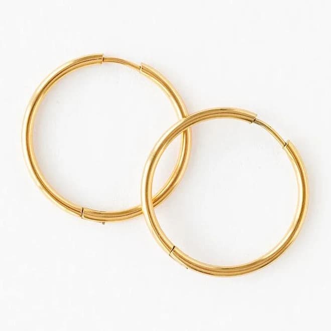 Gold Endless Hoop Earring Thin 30 mm / Single Hoop