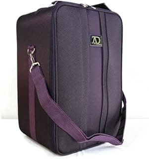 Large Wig Travel Box with Top Handle, Shoulder Strap & Double Zipper, Carrying Case with Removable Head-Holding Base -Black & Purple