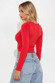 Mara Ruched Long Sleeve Top - Chocolate | Fashion Nova