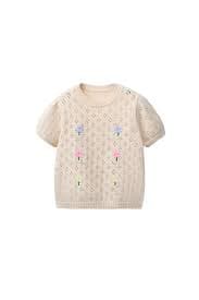 EMBROIDERED FLOWER OPENWORK KNIT TOP - Ecru | ZARA United States
