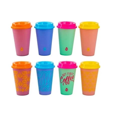 Tal Color Changing Plastic Tumbler Cups 8 Pack 16 fl oz Multi Color