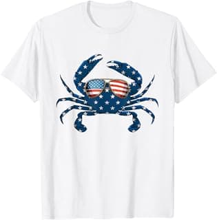 Patriotic Crab - 4th of July USA Crustacean Seafood Crabbing T-Shirt