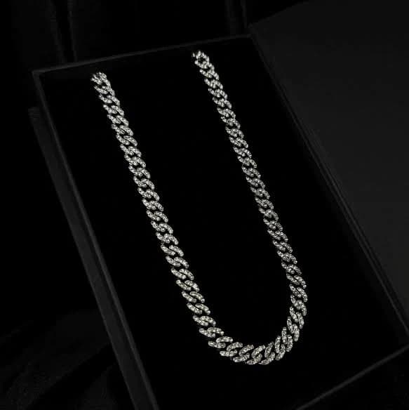Men's White Gold Iced Out Sparkling Zircon Cuban Link Chain