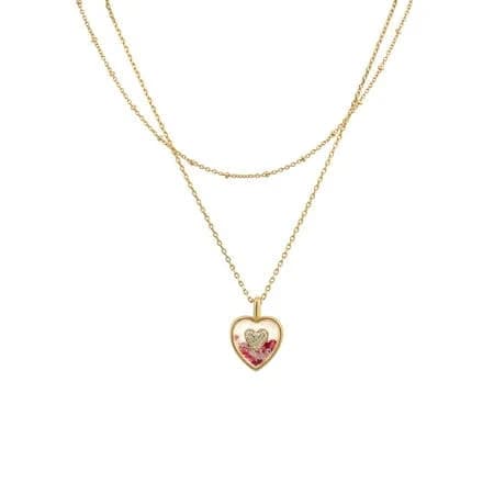 Believe by Brilliance 14kt Gold Flash Plated Crystal Heart Shaker Necklace