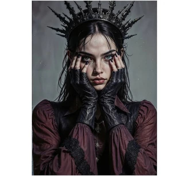 Displate Metal Poster Enigmatic Goth Queen Dark Fantasy Portrait