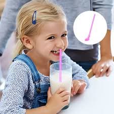 PureCasa Stainless Steel 2-in-1 Drink Straws & Spoon, 0.4" Diameter & 12" Long Creative BPA-Free Reusable Straw Spoon Mixing Tools, Party and Home Supplies for Tea, Milk, Coffee & Soup, 1PC, Blue -