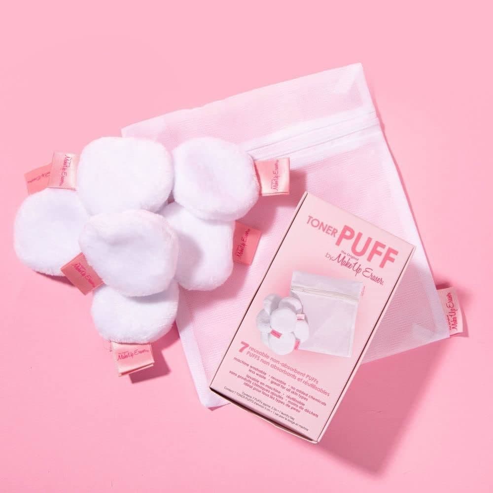Amazon.com: MakeUp Eraser Toner Puff 7pc Set, Reusable and Machine Washable Rounds, Laundry Bag Included : Beauty & Personal Care