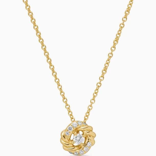 David Yurman 18K Yellow Gold Petite Infinity Diamond Pendant Necklace