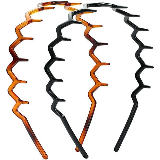 Mia Beauty 2pcs Acrylic Zigzag Headbands with Teeth