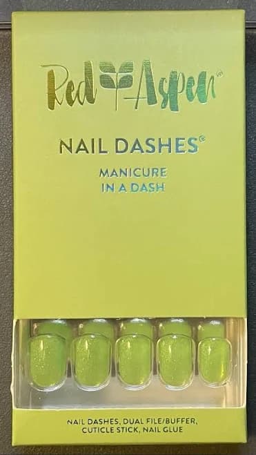 Red Aspen Press On Nails, Short Square, Cool Kiwi, Boyd