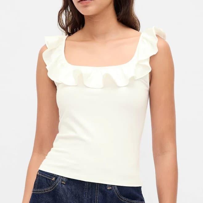 Gap Women's Modern Ruffle Crop Tank Top