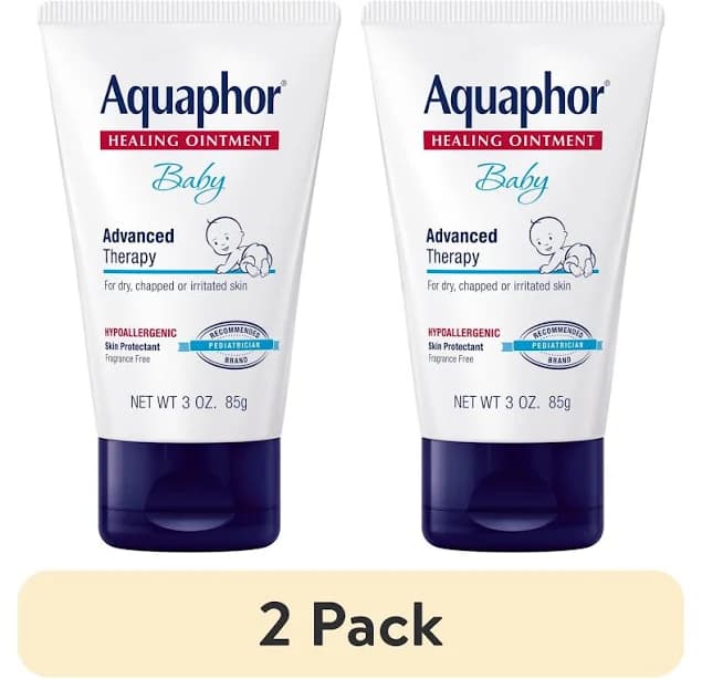(2 pack) Aquaphor Baby Healing Ointment for Teething, Drool and Diaper Rash, Hypoallergenic, 3 oz