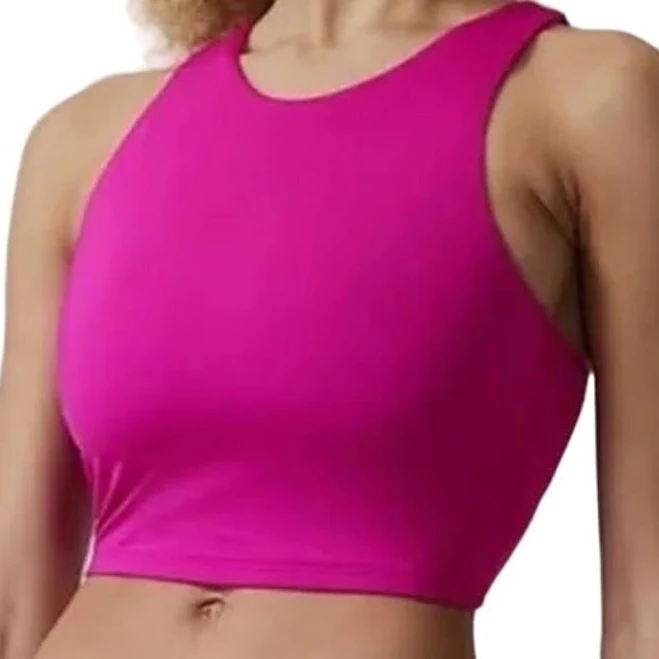 Athleta Tops | Athleta Conscious Crop Top Racerback Built In Bra Upf 50+ Magenta Pink Small | Color: Pink | Size: S | Pdalla's Closet