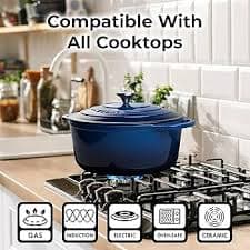 Amazon.com: Zulay Kitchen 6 Quart Enameled Cast Iron Dutch Oven Pot with Lid – Premium Durability & Oven Safe up to 500°F – Heavy Duty Cookware Perfect for Bread Baking, Stews, Braising