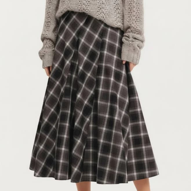 Anna-Kaci Women's Full-Length Plaid Midi Skirt