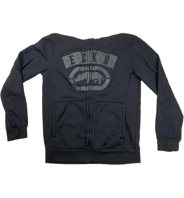 Ecko Hoodie Men's Medium Black Sweatshirt Big Logo Y2k