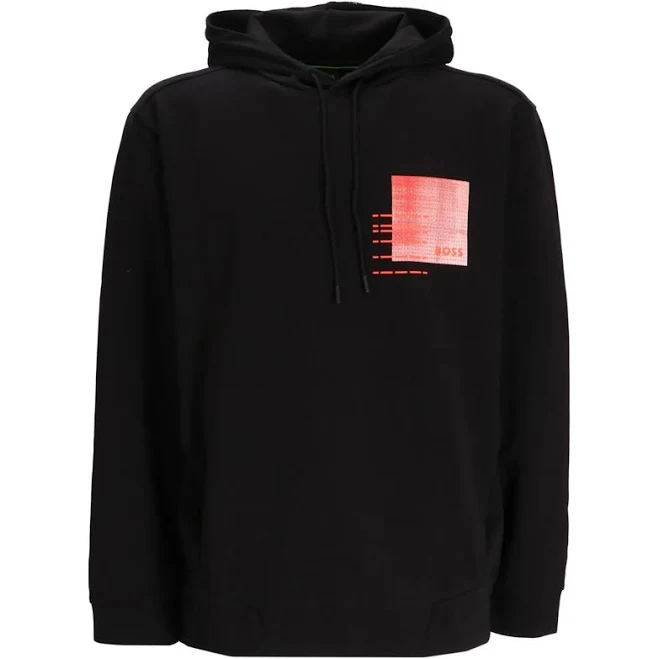 BOSS - logo graphic-print hoodie - men - Elastane/Cotton/Polyester - 3XL - Black