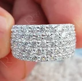 Micro Pave Moissanite Wide Half Eternity Band