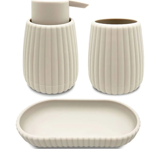 Mainstays Ribbed 4-Piece Bath Accessories Set