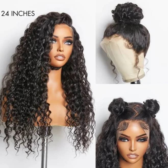360 Lace Frontal Wig Brazilian Water Wave Virgin Hair Lace Wigs - 10 inch - 180%