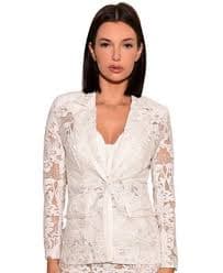 Akalia Heidi White Lace Floral Long Sleeve Blazer - Macy's