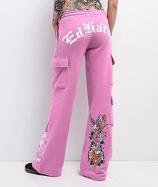 Ed Hardy Flower Skull Cargo Sweatpants