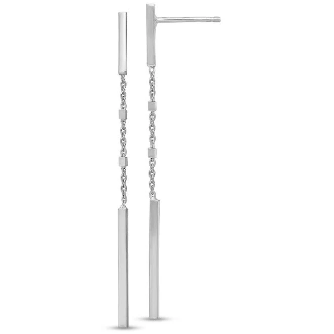 Zales Sterling Silver Bar and Chain Dangle Drop Earrings