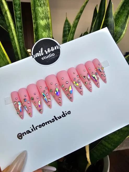 Multi Pink Spark Faux Nails