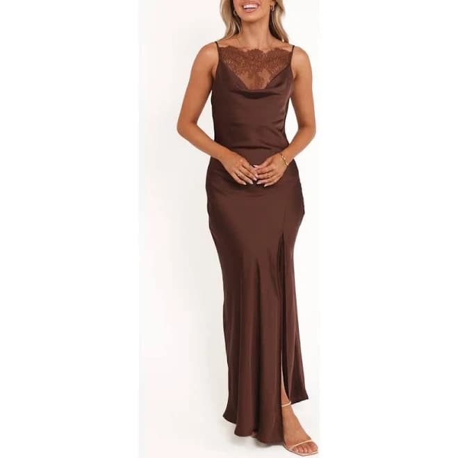 Petal & Pup Women's Evana Lace Trim A-Line Maxi Dress