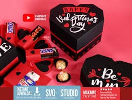 Heart Explosion Box SVG: Birthday, Valentine's Day, Anniversary | DIY Chocolate Gift Box Template (for Cutting Machines) - Etsy Israel