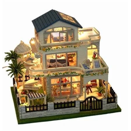 Diy Miniature House Set ,led Lighting Mini Dollhouse Kit with Furniture,Wooden Model Craft Model Kits for Adults,Birthday Gift/Home Decor for Family