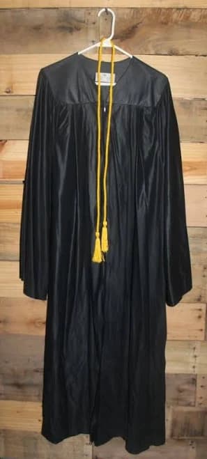 Unisex Black Graduation Gown/yellow Cord- For 6'0"-6'2"-