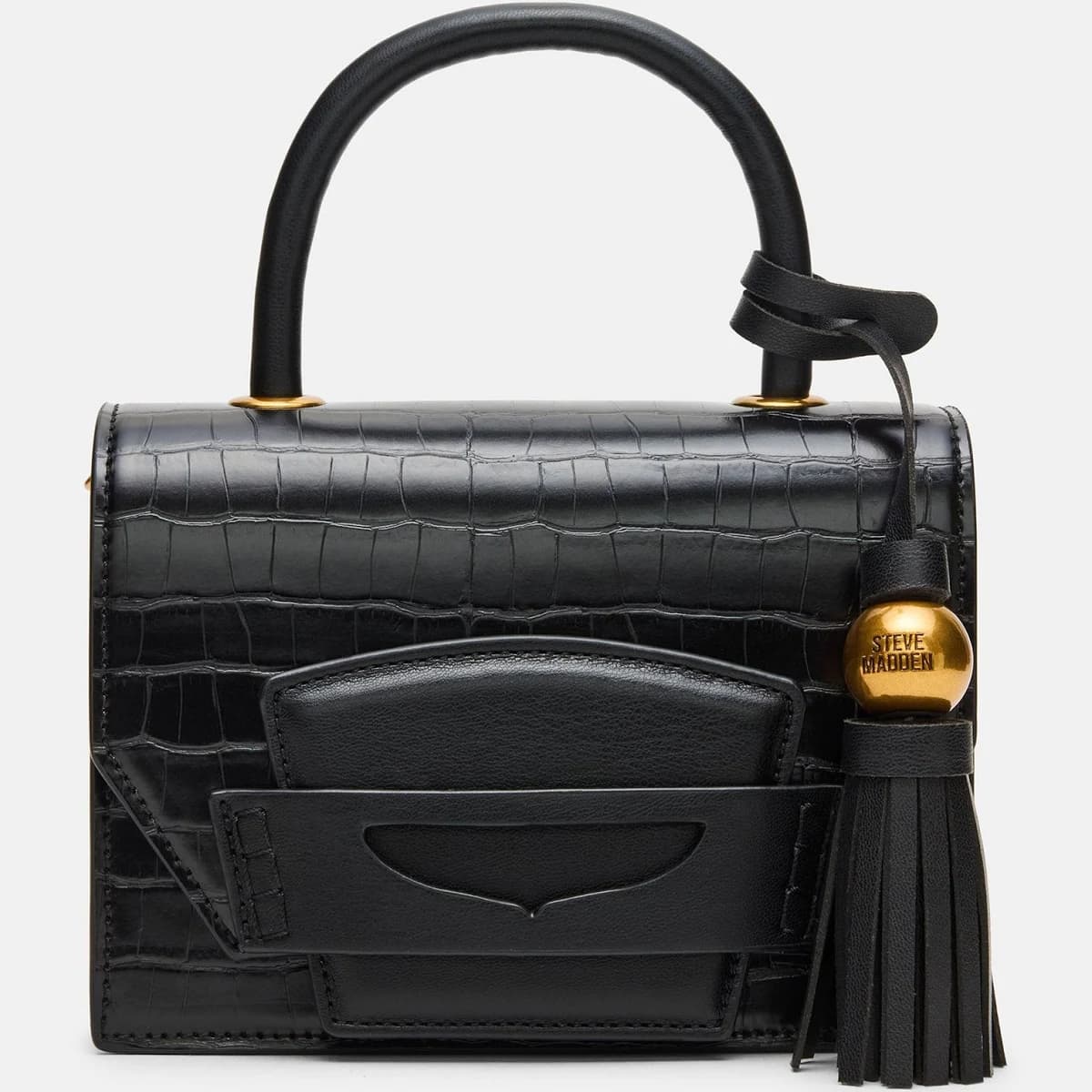 Steve Madden Women's Preppy Crocodile Embossed Synthetic Satchel Bag