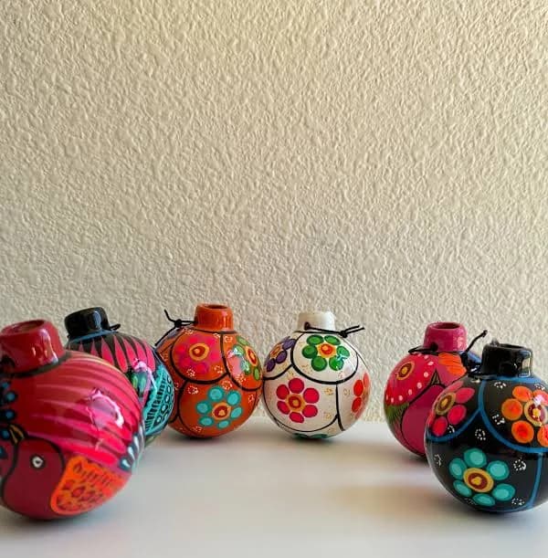 Mexican Ornaments, Hand Painted, Christmas colorful