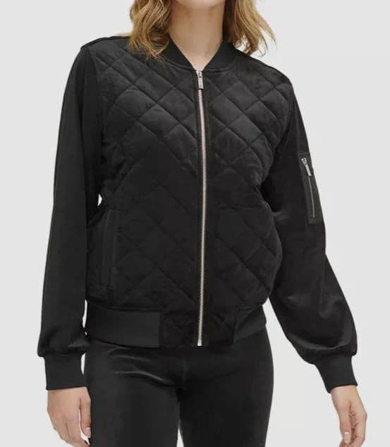 Calvin Klein Petite Contrast-Sleeve Zip-Front Jacket