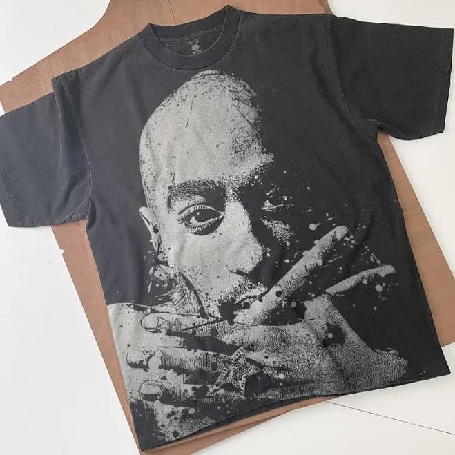 Tupac Bleached Cotton T-Shirt