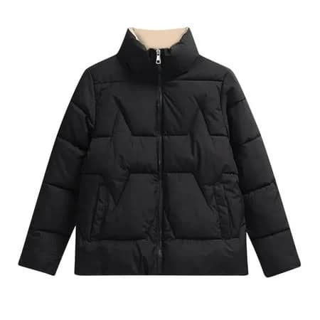 Women's Oversized Cropped Down Puffer Jacket with Pockets