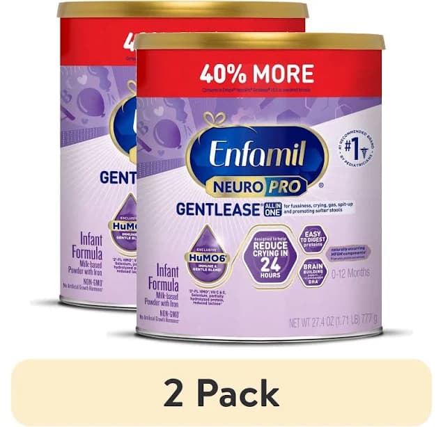 (2 pack) Enfamil NeuroPro Gentlease for easing Fussiness, Crying, Gas, Spit-up in 24 Hrs, 27.4 oz Can